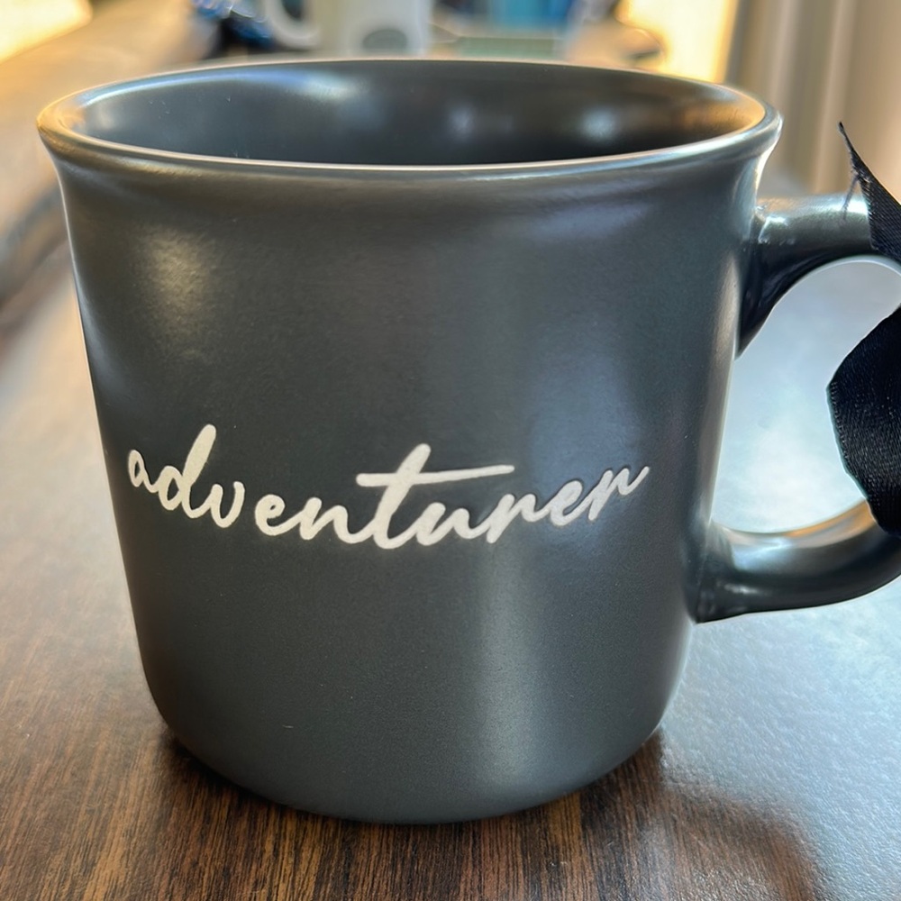 Nicole Miller matte collection gray coffee mug. “Adventurer. From 3021. NWT